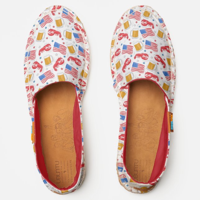 Patriotic American Flag Lobster Beer Stars Espadrilles (Front)