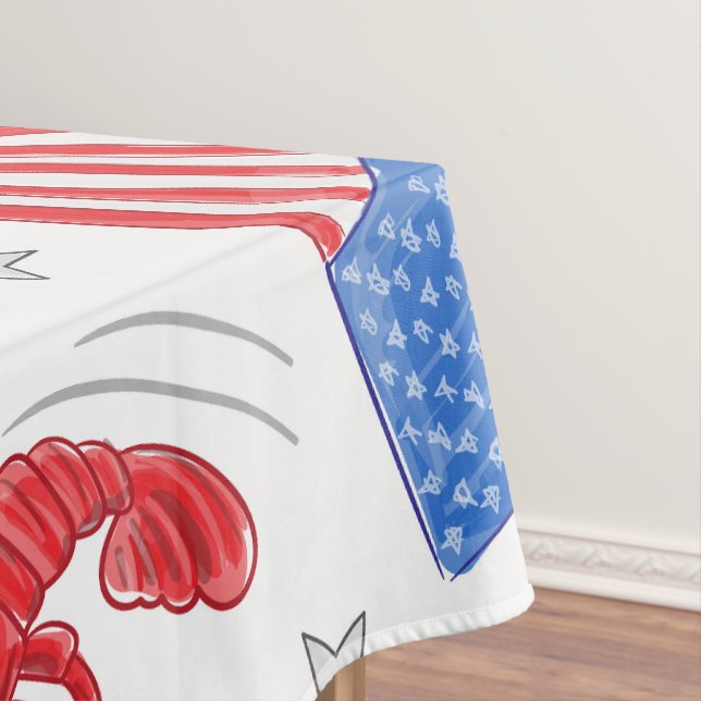 Patriotic American Flag Lobster Beer Summer Tablecloth (In Situ)