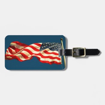 Patriotic American Flag Luggage Tag by ForEverProud at Zazzle