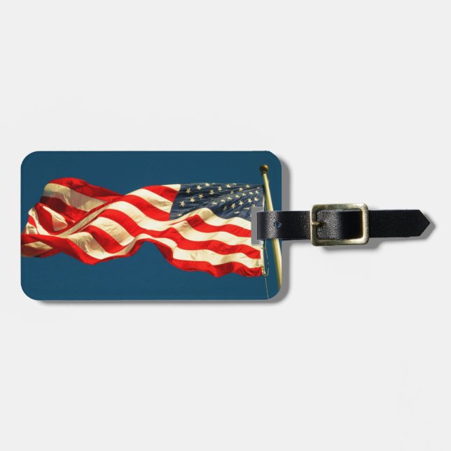 Patriotic American Flag Luggage Tag (Front Horizontal)