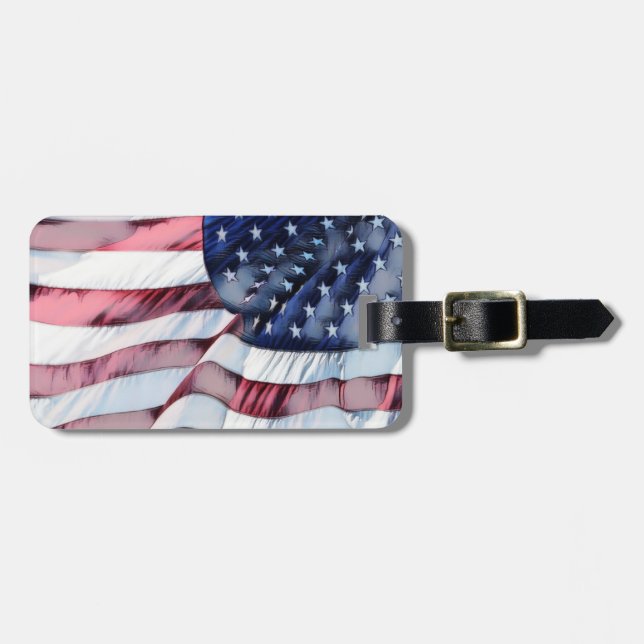 Patriotic American Flag Luggage Tag (Front Horizontal)