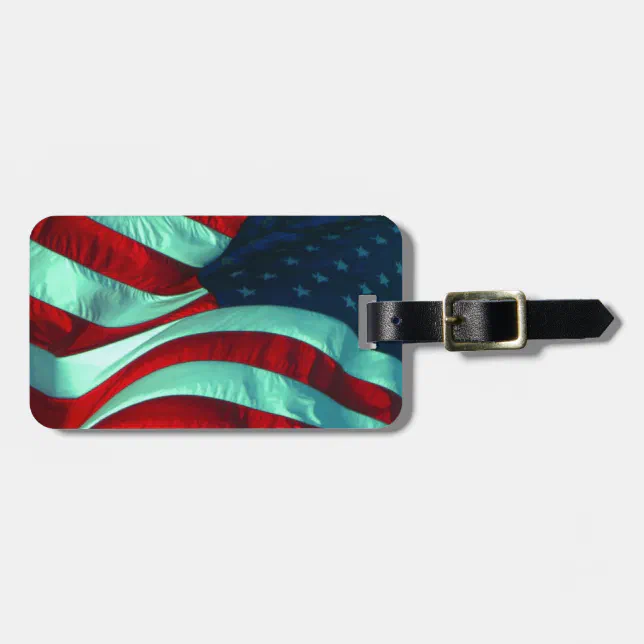 Patriotic American Flag Luggage Tag (Front Horizontal)