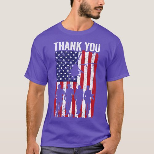 Patriotic American Flag Memorial Day Thank You For T_Shirt