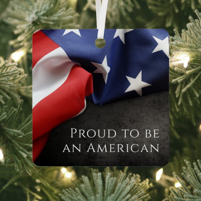 Patriotic American Flag Metal Ornament (Insitu)