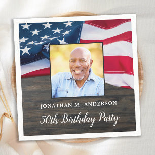 Patriotic American Flag Military Birthday Party  Napkins