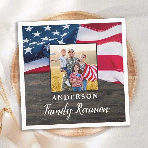 Patriotic American Flag Military Family Reunion Napkins