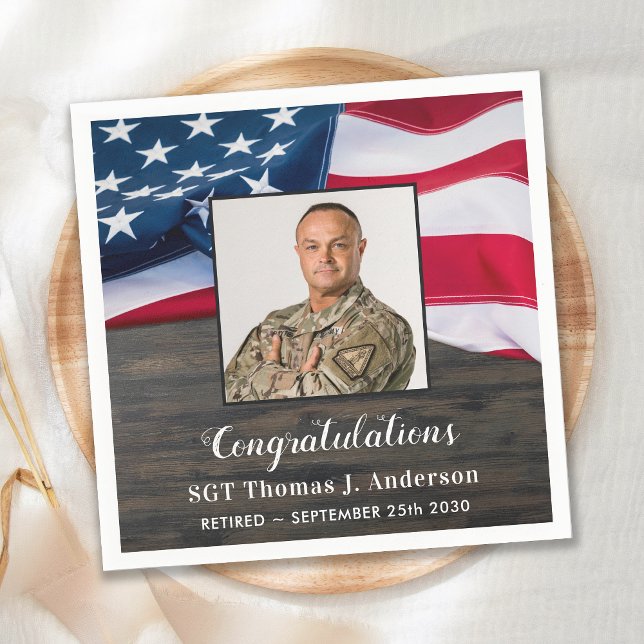 Patriotic American Flag Military Retirement Napkins (Creator Uploaded)