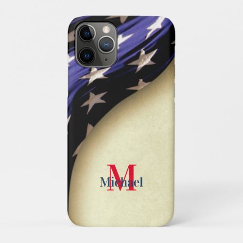 Patriotic American Flag Monogram iPhone 11 Pro Case