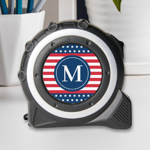 Patriotic American Flag Monogram Initial Tape Measure