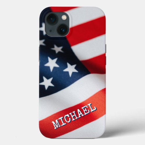 Patriotic American Flag Name iPhone 13 Case