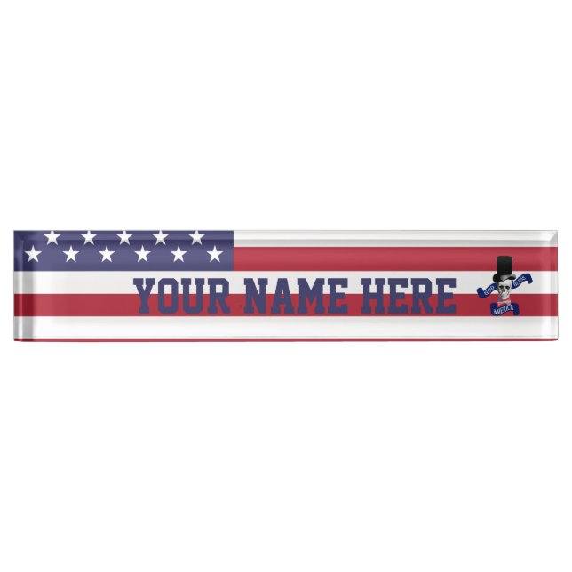 Patriotic American flag Name Plate (Front)