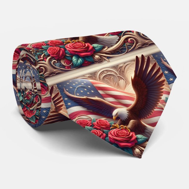 Patriotic American Flag Neck Tie (Rolled)