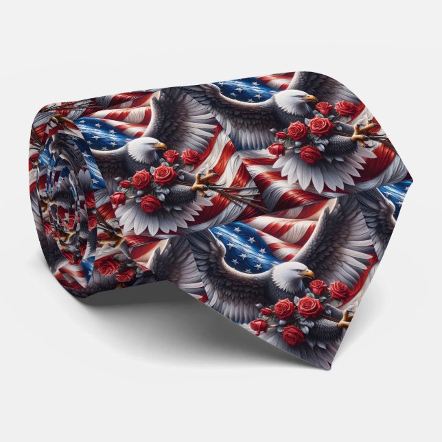 Patriotic American Flag Neck Tie (Rolled)