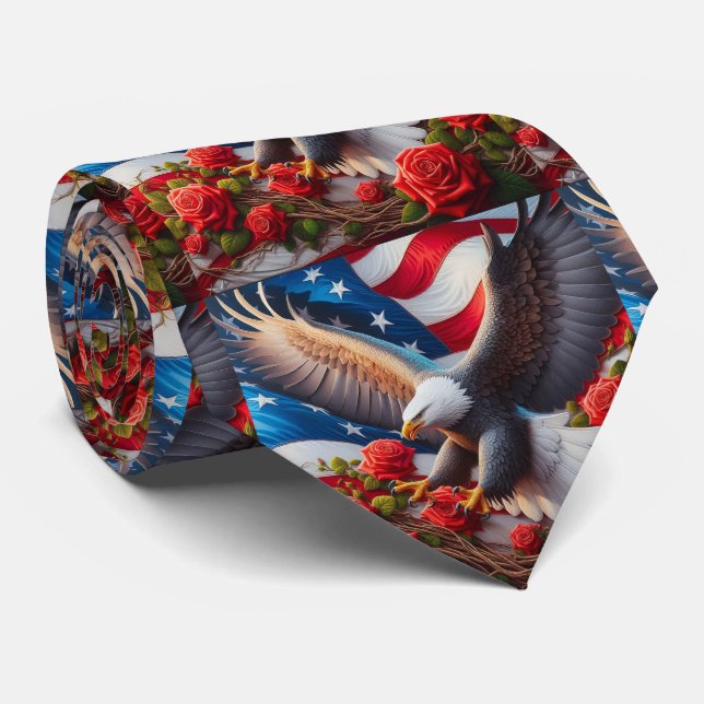 Patriotic American Flag Neck Tie (Rolled)