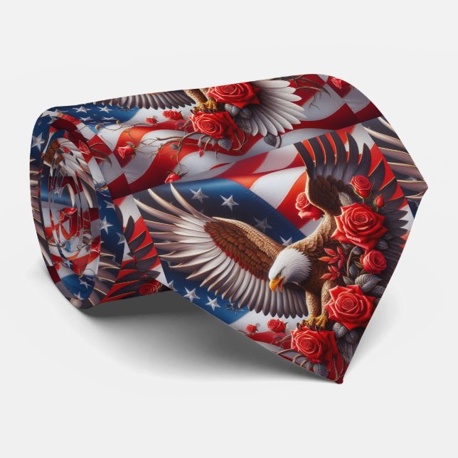 Patriotic American Flag Neck Tie (Rolled)