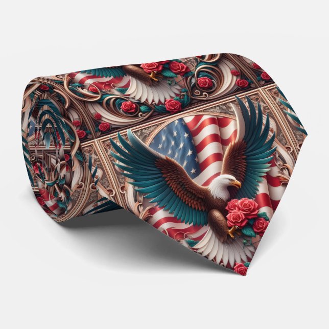 Patriotic American Flag Neck Tie (Rolled)