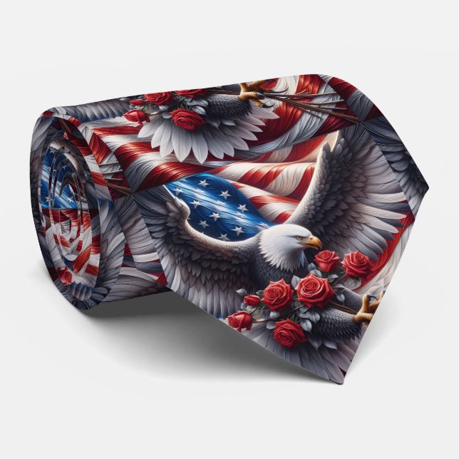 Patriotic American Flag Neck Tie (Rolled)