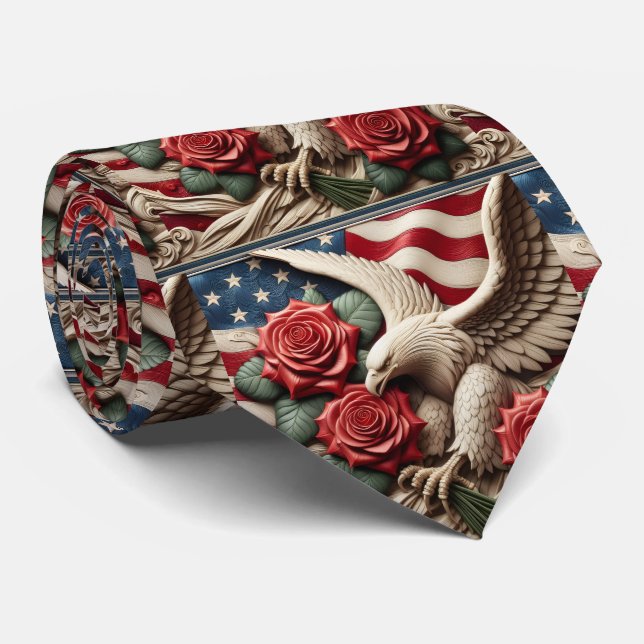 Patriotic American Flag Neck Tie (Rolled)