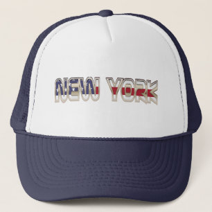 Patriotic American Flag New York Trucker Hat