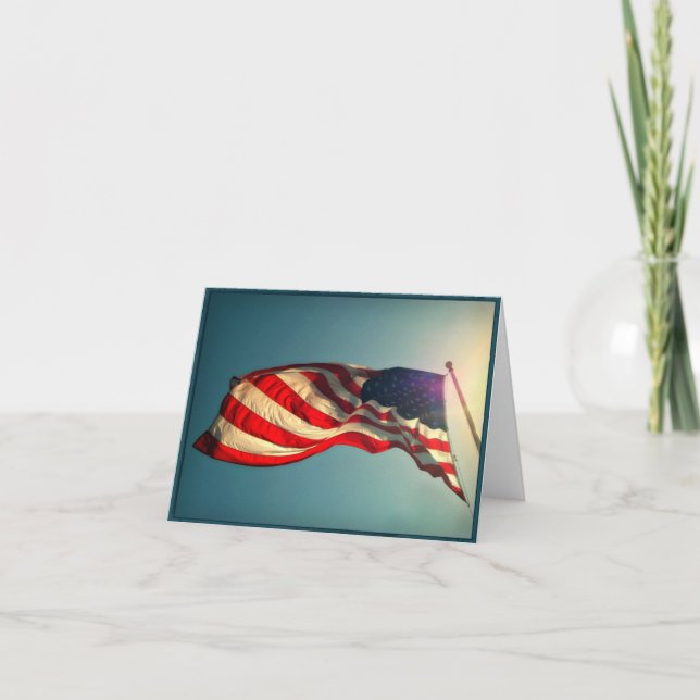 Patriotic American Flag Note Card (Front)