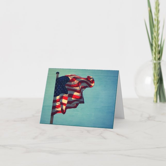 Patriotic American Flag Note Card (Front)