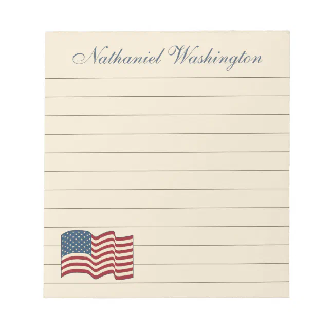 Patriotic American Flag Office Kitchen Notepad | Zazzle