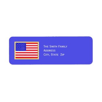 Patriotic American Flag On Blue Label by henishouseofpaper at Zazzle