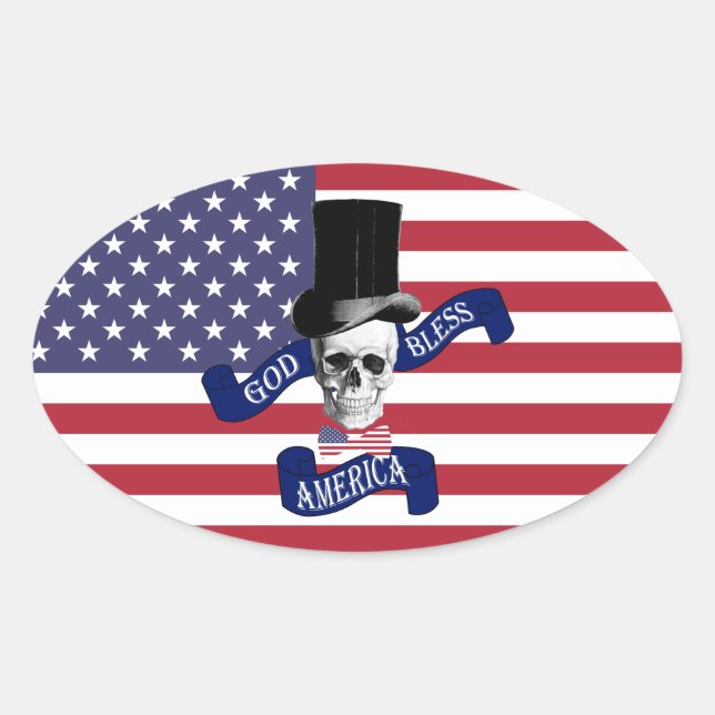 Patriotic American flag Oval Sticker (Front)