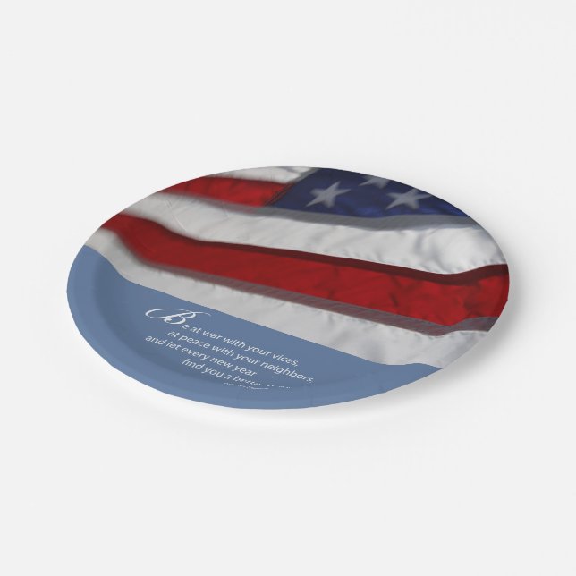 Patriotic, American Flag Paper Plates (Angled)