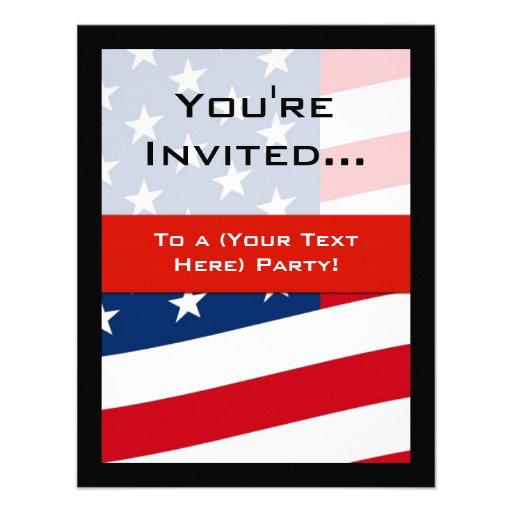 American Flag Birthday Invitations 1