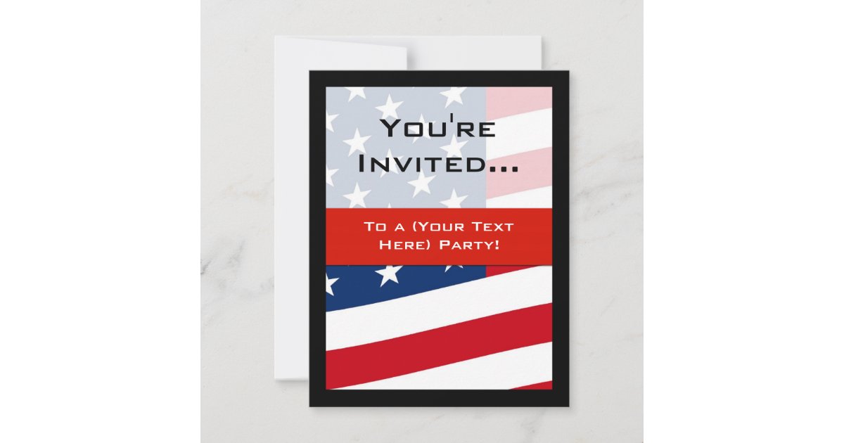 Patriotic American Flag Party Invitations, General Invitation | Zazzle