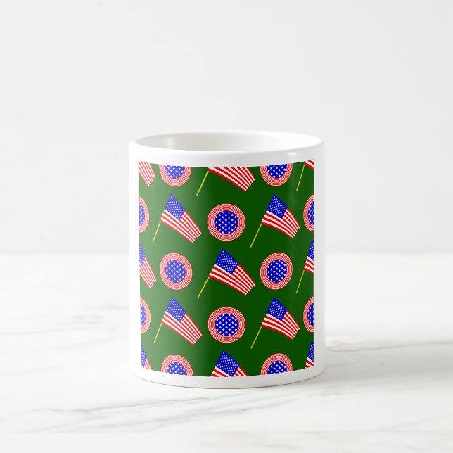 Patriotic American Flag Pattern on Green  Coffee Mug (Creator Uploaded)