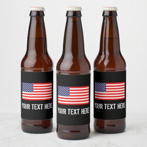 Patriotic American flag personalized Beer Bottle Label