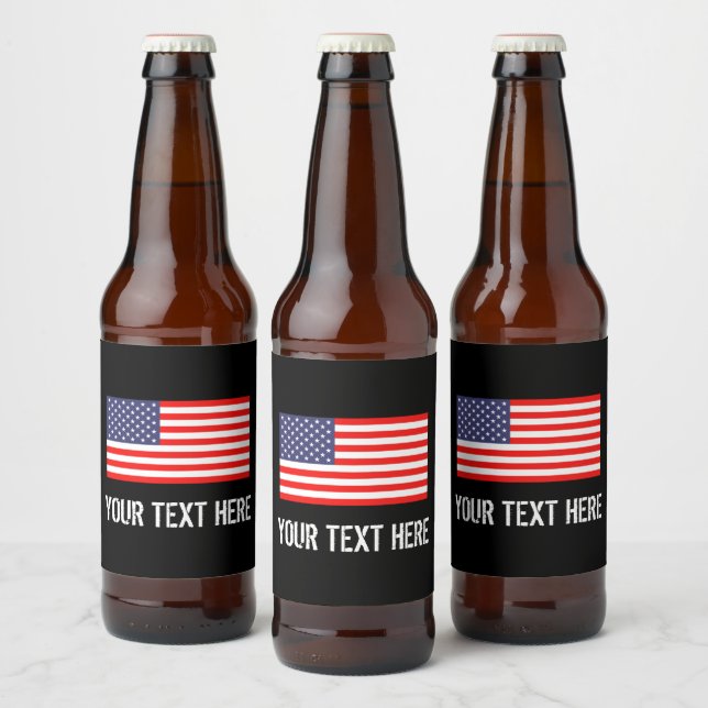 Patriotic American flag personalized Beer Bottle Label (Bottles)
