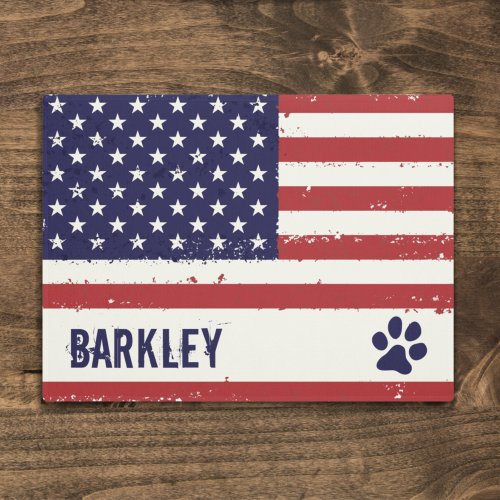 Patriotic American Flag Personalized Dog Bowl Mat