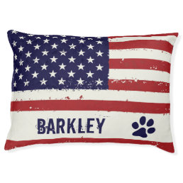 Patriotic American Flag Personalized Dog Pet Bed