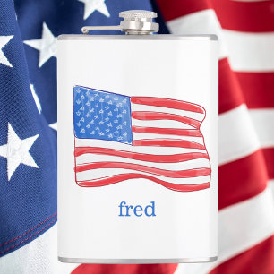 Patriotic American Flag Personalized Flask