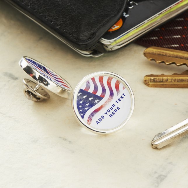 Patriotic  American Flag Personalized Lapel Pin (In Situ)