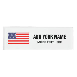 Patriotic American flag personalized name tags