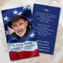 Patriotic American Flag Photo Funeral Prayer Card