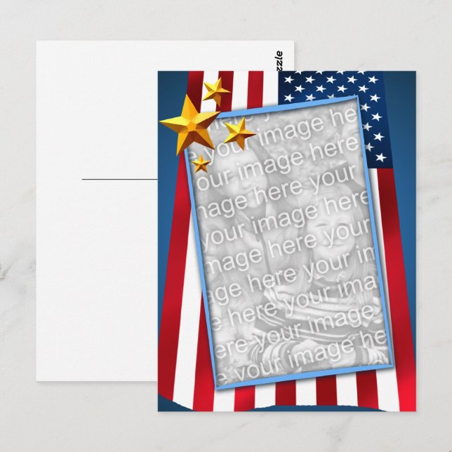 Patriotic American Flag Photo Postcard (Front/Back)