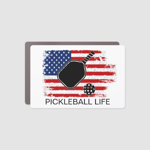 Patriotic American Flag Pickleball Personalized Car Magnet