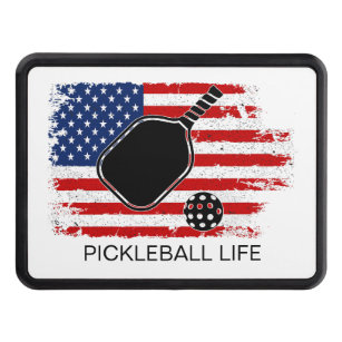 Patriotic American Flag Pickleball Personalized Hitch Cover