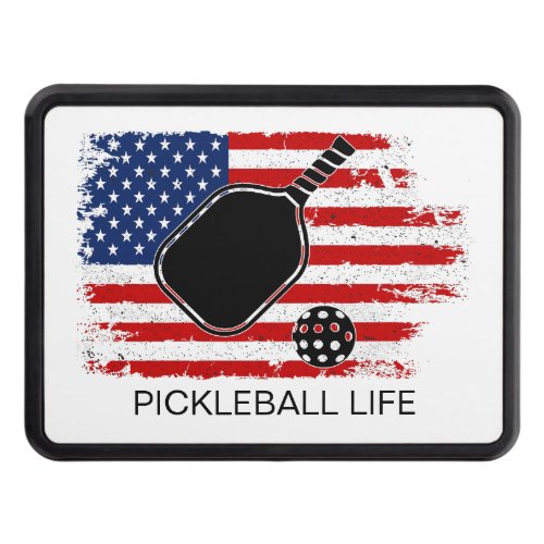 Patriotic American Flag Pickleball Personalized Hitch Cover
