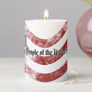 Patriotic American Flag Pillar Candle