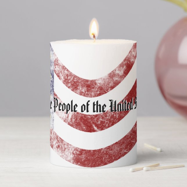 Patriotic American Flag Pillar Candle (In Situ)