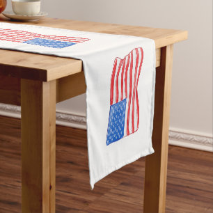 Patriotic American Flag Preppy Short Table Runner