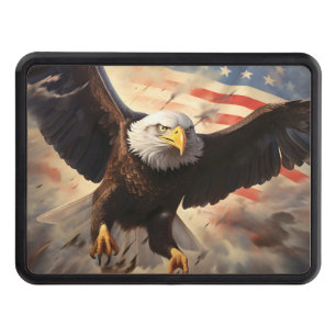 Patriotic American flag print Bald Eagle Hitch Cover