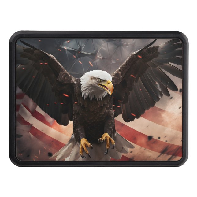 Patriotic American flag print Bald Eagle Hitch Cover (Front)
