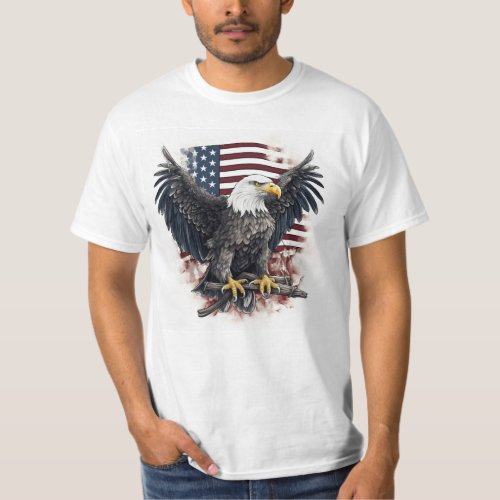 Patriotic American flag print Bald Eagle t_shirt